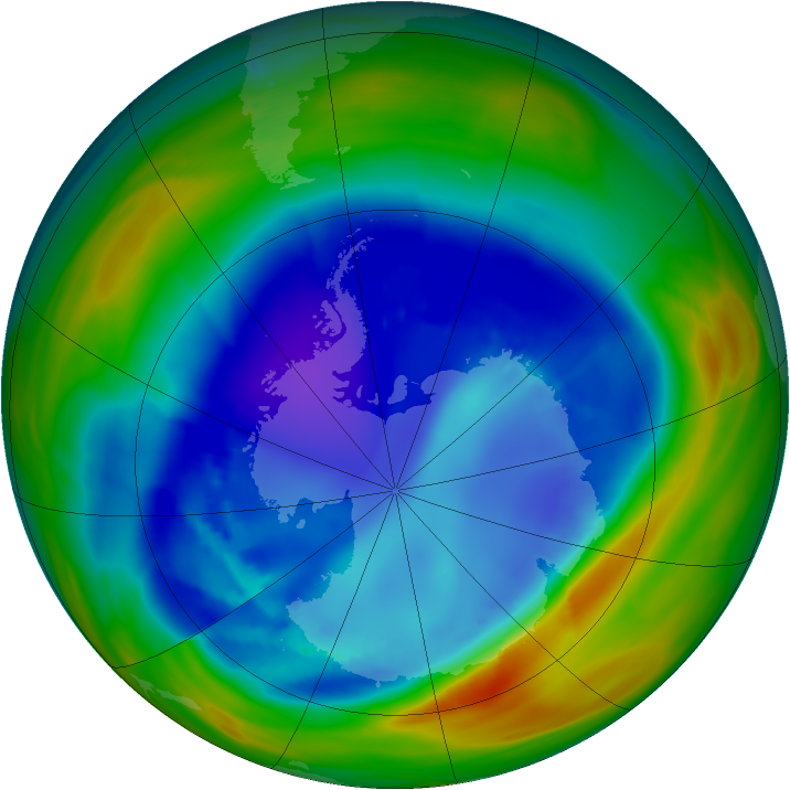 Antarctic ozone map for 26 August 2005